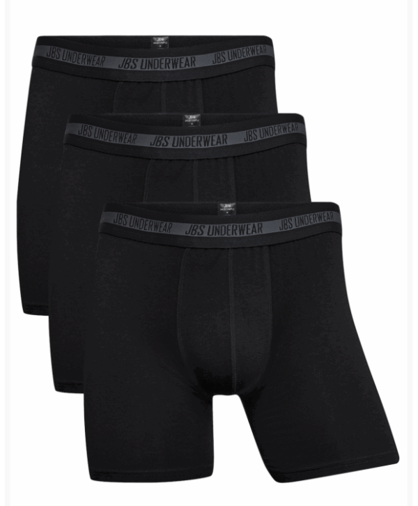 JBS 3-pak Bambus boxershorts long leg i sort til herre