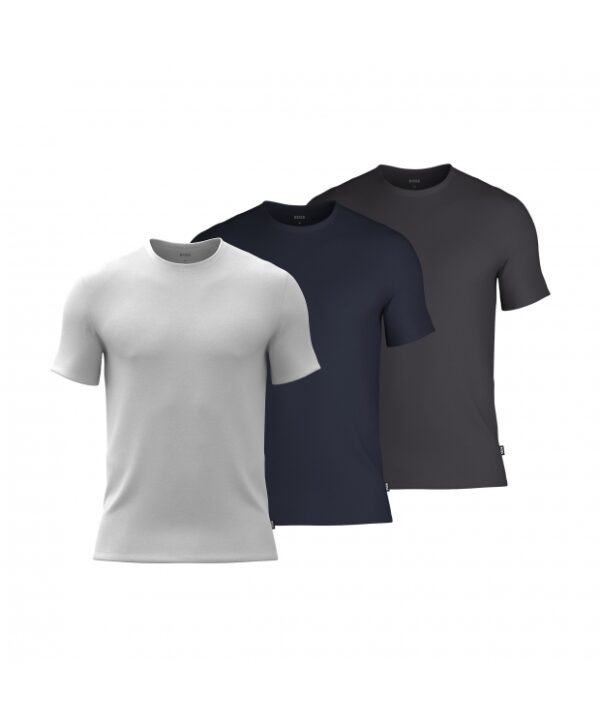 BOSS 3pak bambus t-shirts i multifarvet hvid, navy, og grå til herre