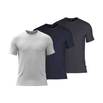 BOSS 3pak bambus t-shirts i multifarvet hvid, navy, og grå til herre