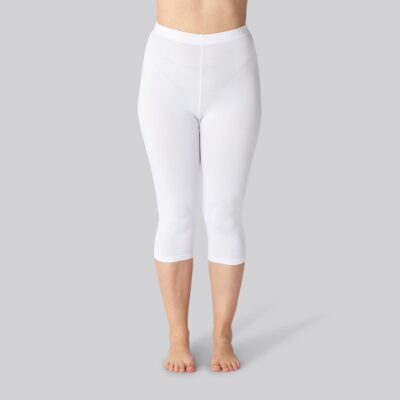 Bambus 3/4 leggings m. skjult elastik i hvid til damer