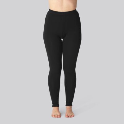 Bambus leggings m. skjult elastik i sort til damer
