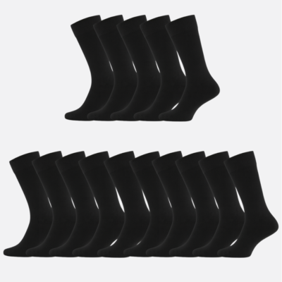 Bambus strømper uden elastik i sort til kvinder 15-pak