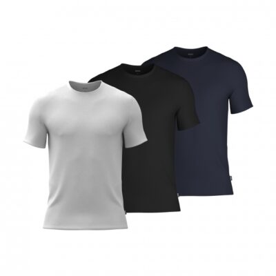 BOSS 3pak bambus t-shirts i multifarvet hvid, navy, og sort til herre