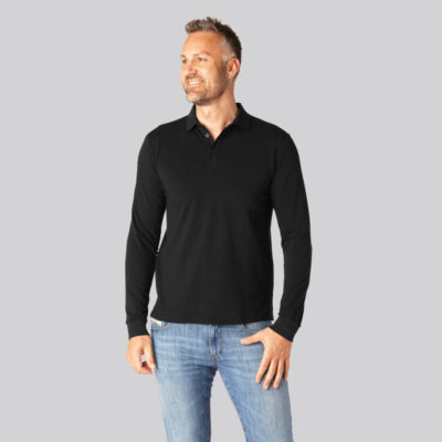 Bambus langærmet polo i sort til mænd